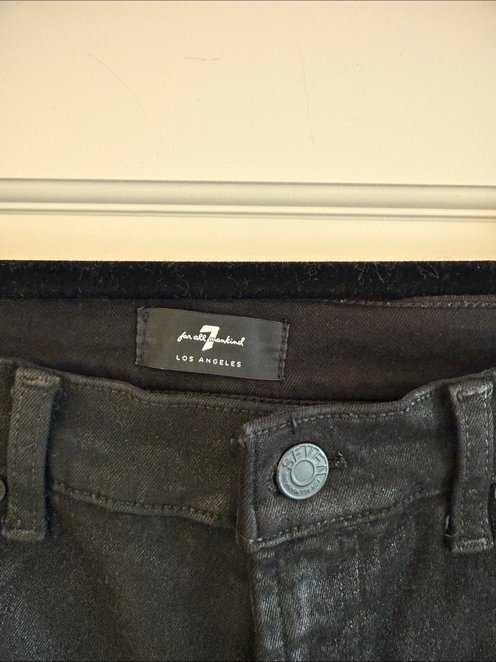 7 For All Mankind Black Wide-Leg Jeans - Picture 2 of 3